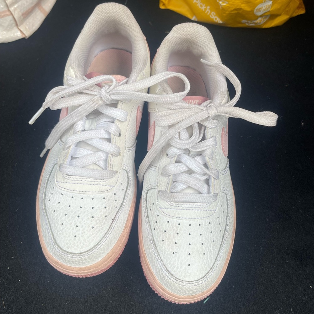 Nike White and Pink Air Forces